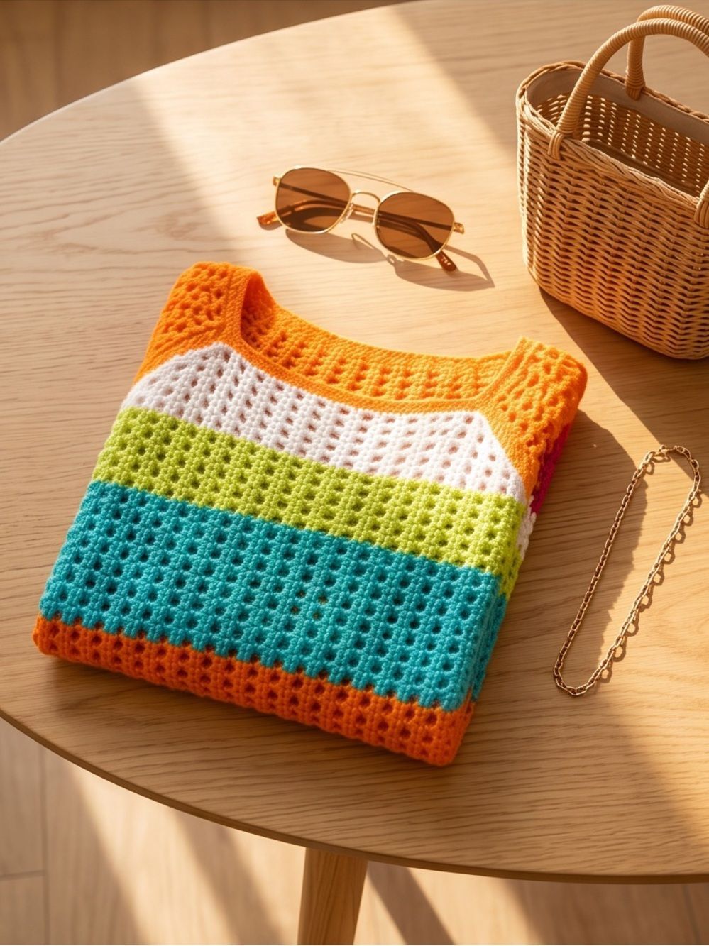 WILD FABLE Multicolor Crochet Cut out Crop Top SIZE SMALL - Picture 6 of 7